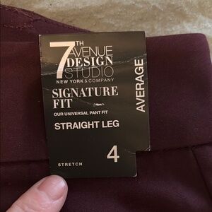 NY & Co. 7th Avenue Design Studio Burgundy Straight Leg Pants